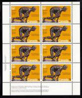 Canada MNH Scott #656 Miniature Pane Of 8 LL Inscription $1 ´The Sprinter´ - Olympic Sculptures - Full Sheets & Multiples