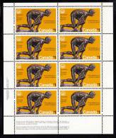 Canada MNH Scott #656 Miniature Pane Of 8 LL Inscription $1 ´The Sprinter´ - Olympic Sculptures - Feuilles Complètes Et Multiples