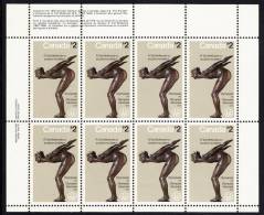 Canada MNH Scott #657 Miniature Pane Of 8 UL Inscription $2 'The Plunger' - Olympic Sculptures - Fogli Completi