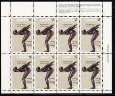Canada MNH Scott #657 Miniature Pane Of 8 UR Inscription $2 ´The Plunger´ - Olympic Sculptures - Full Sheets & Multiples
