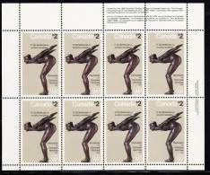 Canada MNH Scott #657 Miniature Pane Of 8 UR Inscription $2 ´The Plunger´ - Olympic Sculptures - Ganze Bögen