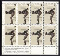 Canada MNH Scott #657 Miniature Pane Of 8 Field Stock $2 ´The Plunger´ - Olympic Sculptures - Feuilles Complètes Et Multiples