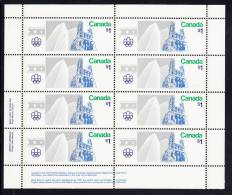 Canada MNH Scott #687 Miniature Pane Of 8 LL Inscription Dull $1 Notre Dame And Place Ville Marie - Olympic Sites - Ganze Bögen