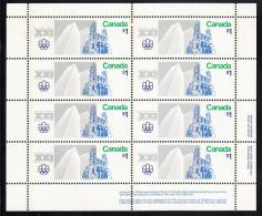 Canada MNH Scott #687 Miniature Pane Of 8 LR Inscription Dull $1 Notre Dame And Place Ville Marie - Olympic Sites - Fogli Completi