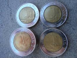 500  LIRE  BIMETALLICO  REP.ITA  -  LOTTO  7 MONETE  DA  500  LIRE  VARI ANNI - - 500 Lire