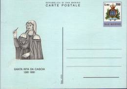 San Marino-Postal Stationery Postcard 1981-Santa Rita Da Cascia-unused - Postwaardestukken