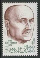 France Rep. Française 1980 Mi 2198 YT 2096 Sc B524 ** Jean Monnet (1888-1979) Statesman + "father" Of EEG / Politiker - Institutions Européennes