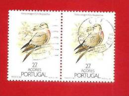 PORTUGAL - PORTOGALLO - ACORES -  1988 COPPIA  USATA - UCCELLI - BIRDS - COLUMBA PALUMBUS - Mi. 391 - Oblitérés