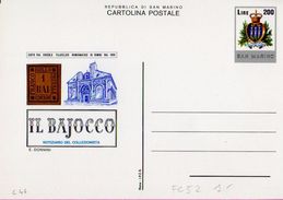 CARTOLINA DELLA SERIE COMMEMORATIVE: NOTIZIARIO IL BAIOCCO L. 200 - 1982 - CATALOGO FILAGRANO C52 - NUOVA ** - Postwaardestukken