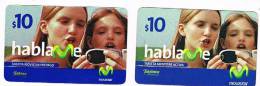 ARGENTINA  -  TELEFONICA MOVISTAR  (GSM RECHARGE)  - GIRLS:  LOT F 2 DIFFERENT  (LITTLE AND BIG LOGO) - USED - RIF. 274 - Argentina