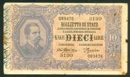 ITALIA , 10 LIRE 28.12.1917. GIU DELL'ARA - PORENA - Italia – 10 Lire