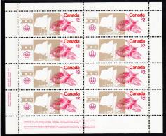 Canada MNH Scott #688i Sheet Of 8 LL Inscription F Paper $2 Olympic Stadium - Olympic Sites - Feuilles Complètes Et Multiples