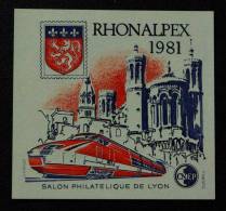 Feuillet-Souvenir CNEP : RHONALPEX 1981 (Train / Tunnel) - CNEP