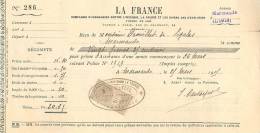 FACTURE LETTRE ASSURANCE : MARMANDE . LA FRANCE . 1919 . QUITTANCE . - Bank & Insurance