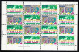 Canada MNH Scott #858a Sheet Of 16 Lower Left Inscription 17c Opening Music, Composers - O'Canada Centenary - Ganze Bögen