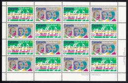 Canada MNH Scott #858ai Sheet Of 16 LR 17c Opening Music, Composers - Variety Dot On Moustache - O'Canada Centenary - Fogli Completi