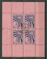 EXPOSITION PHILATELIQUE  -  ORLEANS 1933  -  BLOC  De 4 Vignettes Obl. Bleu Sur Rose - Philatelic Fairs