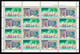 Canada MNH Scott #858ai Sheet Of 16 Field 17c Opening Music, Composers - Variety Dot On Moustache - O´Canada Centenary - Feuilles Complètes Et Multiples