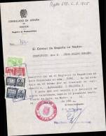 REGISTRE DE NATIONALITE AVEC FISCAUX DE 0.25, 2 Ptas & 5 Ptas DATE 1964 - Fiscaux