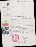 REGISTRE DE NATIONALITE AVEC FISCAUX DE 0.25, 2 Ptas & 5 Ptas DATE 1964 - Fiscales