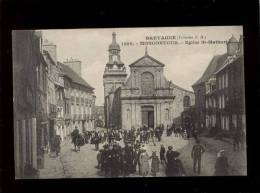 22 Moncontour église St Mathurin édit. Hamonic N° 1290 Animée Sortie De Messe - Moncontour