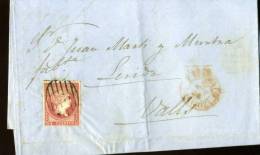 DB613-SPANIEN 1856 Falt Inhalt CALATAYUD-VALLS-4CUARTOS+ROT Stempel - Briefe U. Dokumente