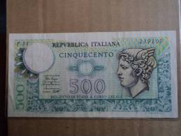 500 LIRE ITALIA MERCURIO - DATA EMISSIONE 02.04.1979  RUGGIERO-IMPALLOMENI-BETTI - - 500 Lire