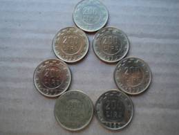 200 LIRE BRONZITAL -  LOTTO SETTE MONETE 200 £. VARI ANNI - - 200 Lire