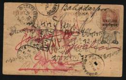 GWALIOR STATED.L.O. ON EARLY POSTCARD  RARE CANCELLATION  #  31749  Indien Fiscaux Inde  Etat Princier - Gwalior