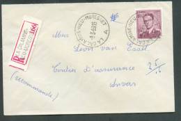 N°1072 - 8Fr.50 Baudouin Marchand  Obl. Sc LA CALAMINE-NEU-MORESNET S/L. Recommandée Du 9-03-1959 Vers Anvers  - 7993 (c - 1953-1972 Bril