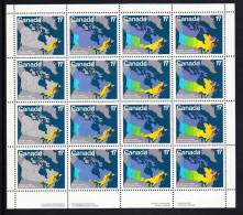 Canada MNH Scott #893a Sheet Of 16 Field Stock 17c Maps Of Canada 1867 To 1949 - Canada Day - Hojas Completas