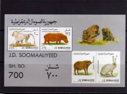 SOMALIA SOOMAALIYEED 1989 LOCAL FAUNA ANIMALS SOUVENIR SHEET  - ANIMALI LOCALI FOGLIETTO  - FAUNE LOCALE MNH - Somalie (1960-...)