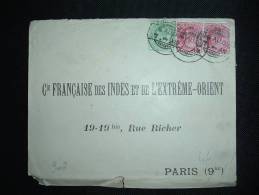 LETTRE POUR LA FRANCE TP 1 A X2 +1/2 A OBL. 6 AU 09 CAWNPORE - 1902-11 Roi Edouard VII