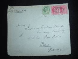 LETTRE POUR LA FRANCE VIA BRINDISI TP 1 A X2 +1/2 A OBL. 15 JL 09 CALCUTTA G.P.O. + CACHET SEAT POST OFFICE BOMBAY-ADEN - 1902-11 Roi Edouard VII