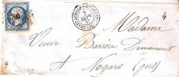 100 Lettre N 14 Pc 790 Chateauneuf Bordeaux A Paris Nogaro Convoyeur - 1853-1860 Napoléon III
