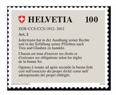 SUISSE - 2012 - Cent Du Code Civil - 1v Neuf // Mnh - Neufs