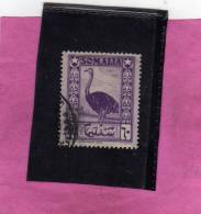 SOMALIA AFIS 1950 AFRICAN SUBJECTS SOGGETTI AFRICANI STRUZZO OSTRICH CENT. 60c USATO USED OBLITERE' - Somalië (AFIS)