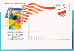 Poland 1996,entire,postcard,  Olimpic Games Atlanta 1996 Olimpiade,sport, Flags Drapeaux - Sommer 1996: Atlanta