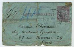 CARTE PNEUMATIQUE 1906 PARIS GRENELLE - Pneumatische Post