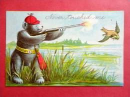 Embossed Bear Hunting With Shotgun Undivded Back====ref 657 - Bears