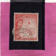 MALTA GREAT BRITAIN GRAN BRETAGNA 1956 QUEEN ELIZABETH II THE KING´S SCROLL - REGINA ELISABETTA ROTOLO DEL RE USED - Malta (...-1964)