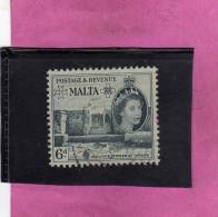 MALTA GREAT BRITAIN GRAN BRETAGNA 1956 QUEEN ELIZABETH II NEOLITHIC TEMPLES TARXIEN - REGINA ELISABETTA TEMPLI USED - Malte (...-1964)