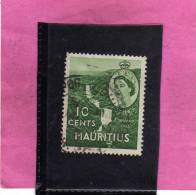 MAURITIUS GREAT BRITAIN 1953 QUEEN ELIZABETH II  TAMARIND FALLS REGINA ELISABETTA CASCATE CENT. 10 USATO USED OBLITERE' - Mauritius (...-1967)