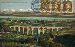 BOUDRY "Le Viaduc Et Les Alpes" - Phototypie Co., Neuchâtel (1915) - Boudry