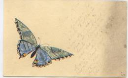 CARTE UNIQUE, élaborée Par L'expéditeur Avec Collage De Timbres-poste + Dessin à L'encre De Chine, Papillon, 1910/1920 ? - Insetti