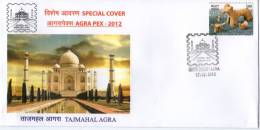 India 2012 Taj Mahal AGRAPEX-12 Architecture EMBOSSED Special Cover Inde Indien # 18197 - Moskeeën En Synagogen