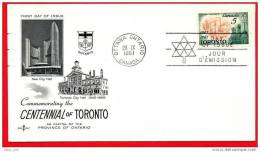 Canada FDC Rose Craft Centennial Torono Cachet OLD & NEW Toronto City Hall Ontario Crest - 1961-1970