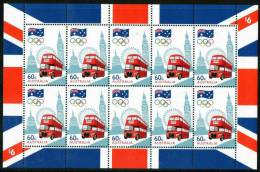 Australia 2012 The Road To London - Olympics 60c Sheetlet Of 10 MNH - Nuevos