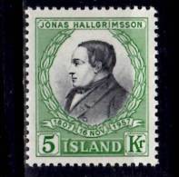 Iceland 1957 5k  Jonas Hallgrimsson Issue #308 - Unused Stamps