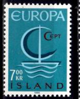 Iceland  1966 7k  Europa Sailboat Issue #384 - Ongebruikt